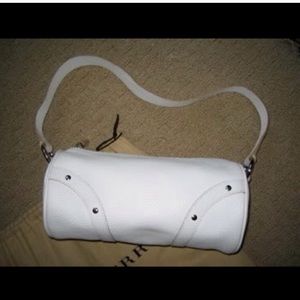 Burberry White Leather Barrel Bag Purse